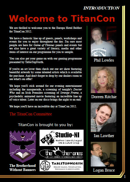 TitanCon 2012 programme - page 1