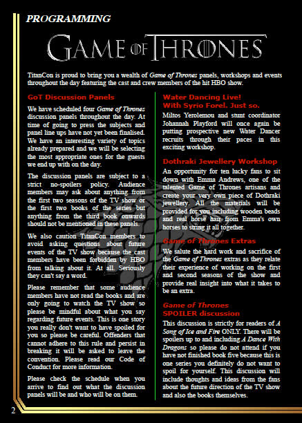 TitanCon 2012 programme - page 2