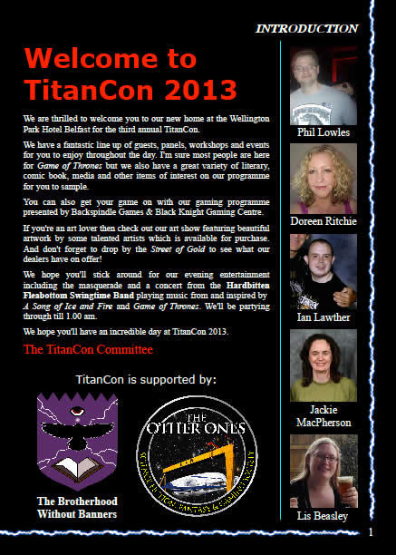 TitanCon 2013 programme - page 1