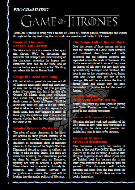 TitanCon 2013 programme - page 2
